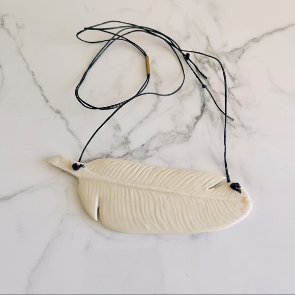 Handmade Porcelain Feather Necklace - Picture 2 of 3